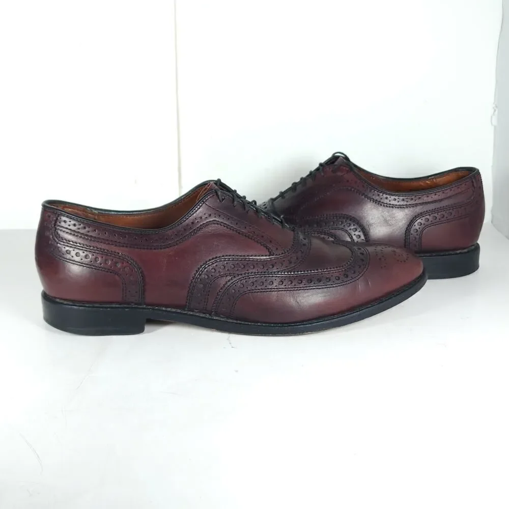 Allen Edmonds Mens McAllister US9,5C Burgandy Leather Wingtip Brogue Dress Shoes
